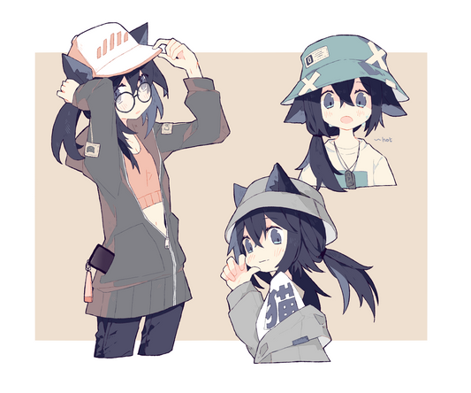 Melan wearing hats