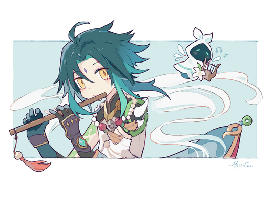 Xiao and Venti Genshin Impact Drawing {Process Post}