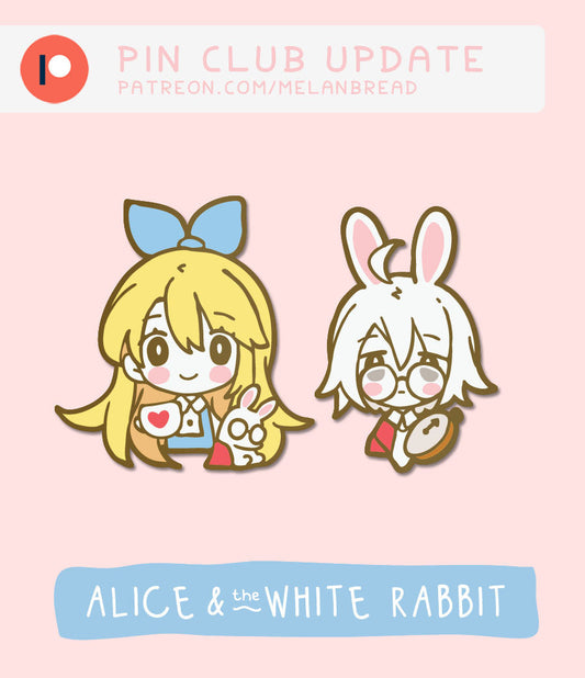 Alice & the White Rabbit Pin