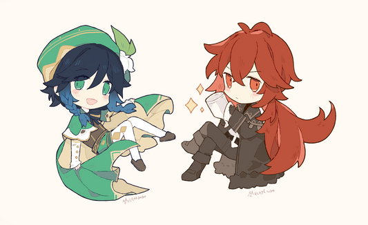 Venti + Diluc Genshin Impact Drawing