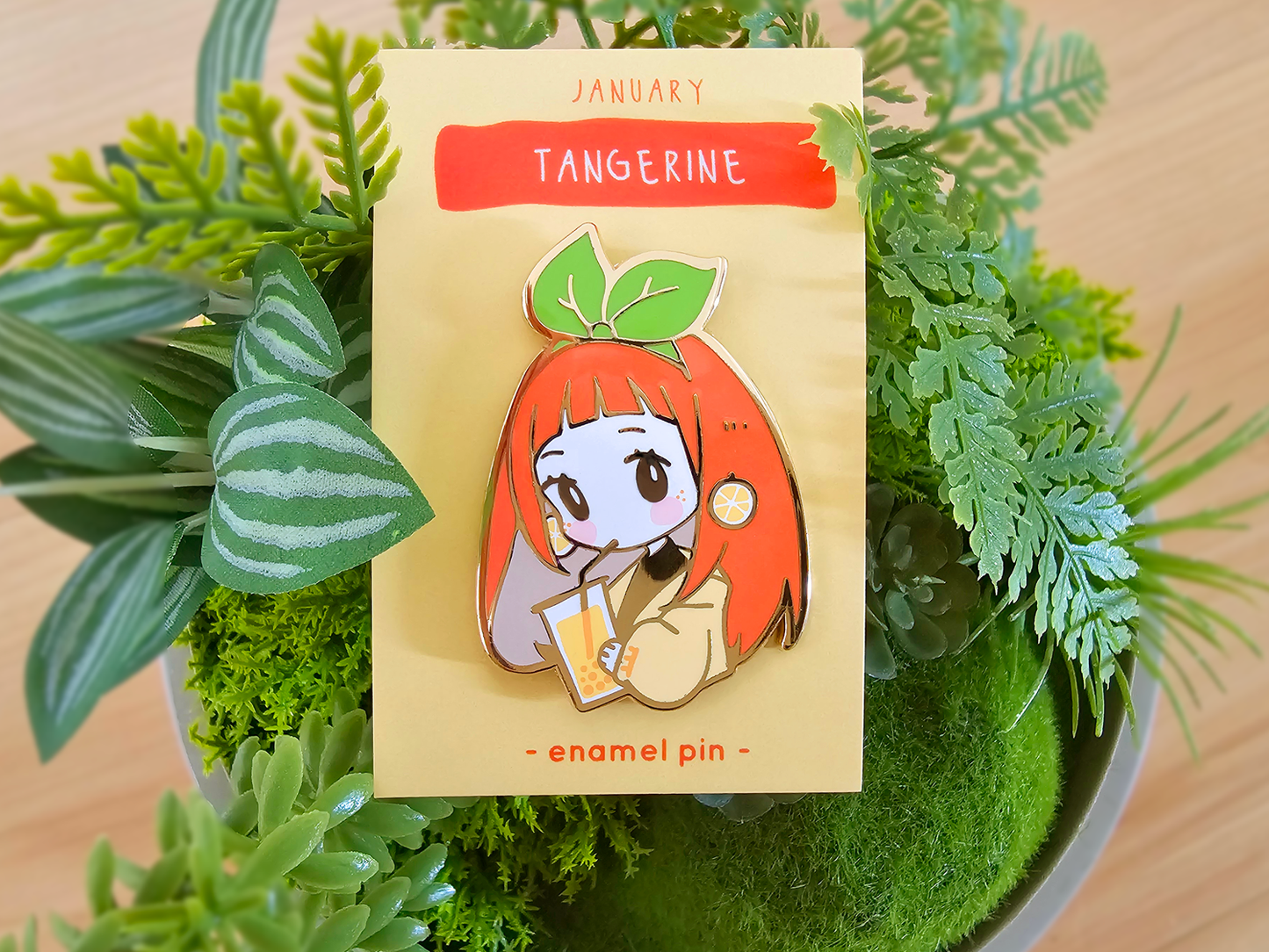 Tangerine Enamel Pin (January 2024)